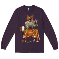 Plum Christmas cow sheep and chicken Long Sleeve Tee - LillyAllenDesigns