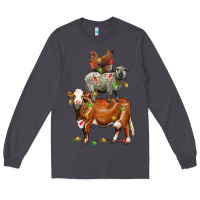 Smoke Christmas cow sheep and chicken Long Sleeve Tee - LillyAllenDesigns