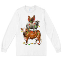 Christmas Cow Sheep And Chicken Long Sleeve Tee | Teevron