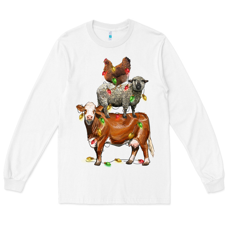 Christmas Cow Sheep And Chicken Long Sleeve Tee by LillyAllenDesigns | Teevron