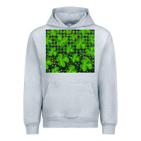 Heather Grey Saint Patricks Day Shamrock And Plaid Urban Hoodie - RanaPortraitStore