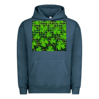 Pigment Midnight Navy Saint Patricks Day Shamrock And Plaid Urban Hoodie - RanaPortraitStore