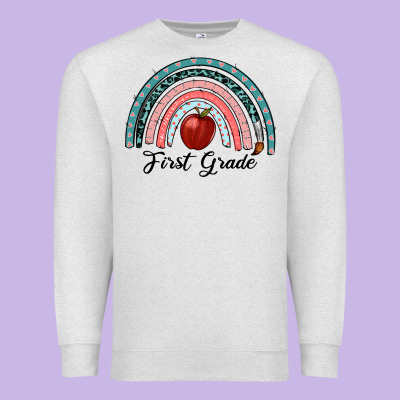 First Grade Rainbow Premium Sweatshirt Designed By Ranaportraitstore