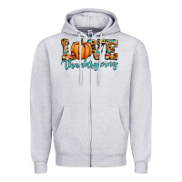 Heather Grey love thanksgiving pumpkin Zipper Hoodie - JahusDesignShop