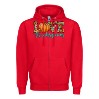 Red love thanksgiving pumpkin Zipper Hoodie - JahusDesignShop