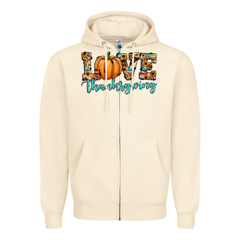 Love Thanksgiving Pumpkin Zipper Hoodie by JahusDesignShop | Teevron