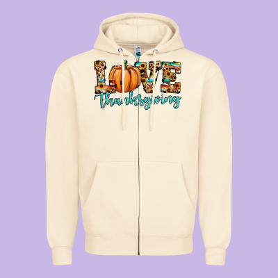 Love Thanksgiving Pumpkin Zipper Hoodie Designed By Jahusdesignshop
