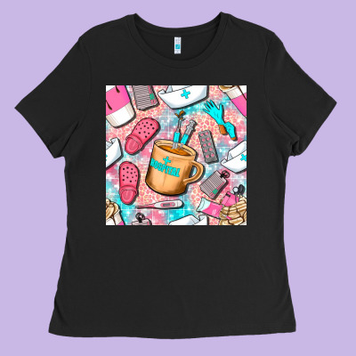 Hospital Nurse Coffee Cups With Leopard Seamless Pattern Bbs Ladies Tee Designed By Bundleandbundleshop