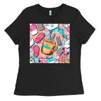 Black hospital nurse coffee cups with leopard seamless pattern bbs Ladies Tee - BundleAndBundleShop
