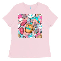 Bubblegum Pink hospital nurse coffee cups with leopard seamless pattern bbs Ladies Tee - BundleAndBundleShop