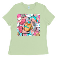Matcha hospital nurse coffee cups with leopard seamless pattern bbs Ladies Tee - BundleAndBundleShop