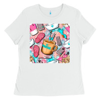 White hospital nurse coffee cups with leopard seamless pattern bbs Ladies Tee - BundleAndBundleShop