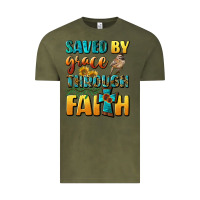 Vintage Olive saved by grace through faith Vintage Tee - BundleAndBundleShop