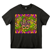 Asphalt Mardi Gras masks and coins tumbler Heavy Core Tee - HowdyJamesFarm