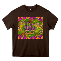 Chocolate Brown Mardi Gras masks and coins tumbler Heavy Core Tee - HowdyJamesFarm
