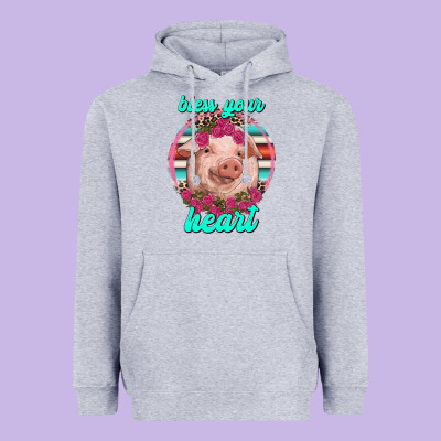 Bless Your Heart Pig Heavyweight Hoodie Designed By Ranaportraitstore
