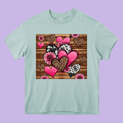 Valentines Day Western Hearts And Sunflowers Heavy Core Tee Designed By Jasminsmagicworld