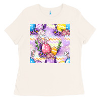 Bone Easter Eggs With Flowers Seamless Pattern Ladies Tee - BundleAndBundleShop