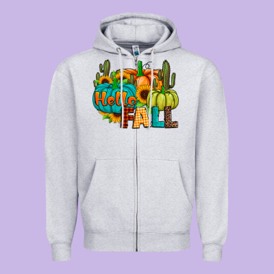 Hello Fall Zipper Hoodie Designed By Jahusdesignshop