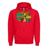 Red hello fall Zipper Hoodie - JahusDesignShop