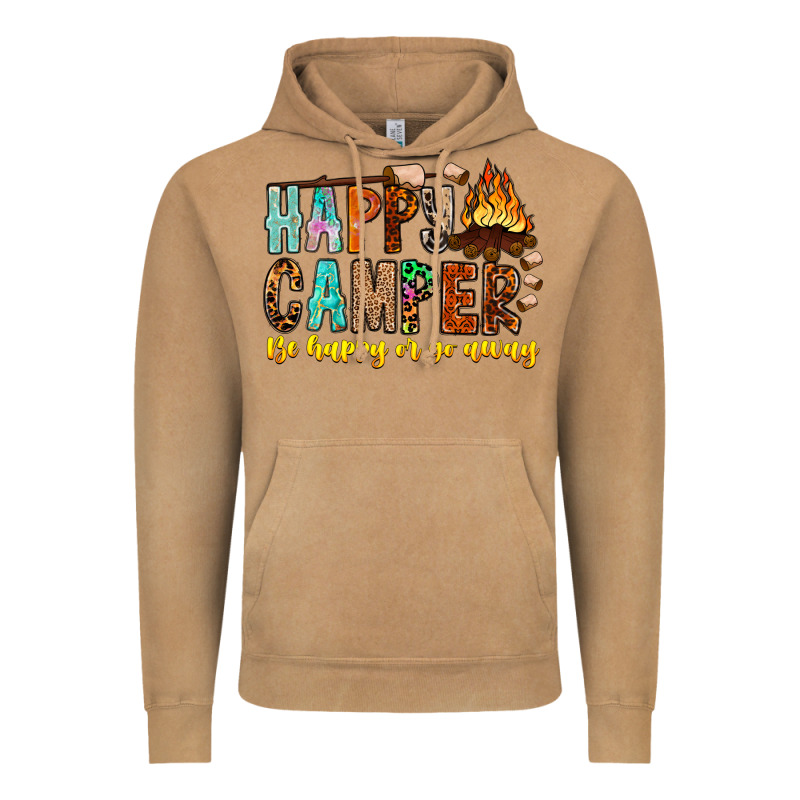 Happy Camper Be Happy Or Go Away Vintage Hoodie by CowhideDigitalArt | Teevron