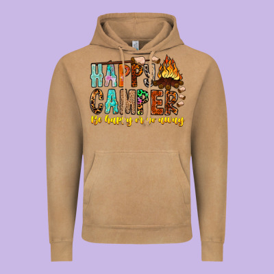 Happy Camper Be Happy Or Go Away Vintage Hoodie Designed By Cowhidedigitalart