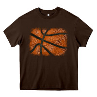Chocolate Brown Basketball leopard glitter background Heavy Core Tee - HowdyJamesFarm