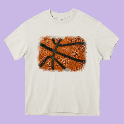 Basketball Leopard Glitter Background Heavy Core Tee Designed By Howdyjamesfarm