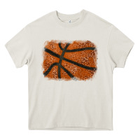 Cream Basketball leopard glitter background Heavy Core Tee - HowdyJamesFarm