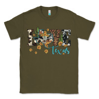 Army Green love texas map sunflower cactus cowhide leopard Classic Tee - Artiststas