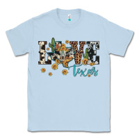 Dusty Blue love texas map sunflower cactus cowhide leopard Classic Tee - Artiststas