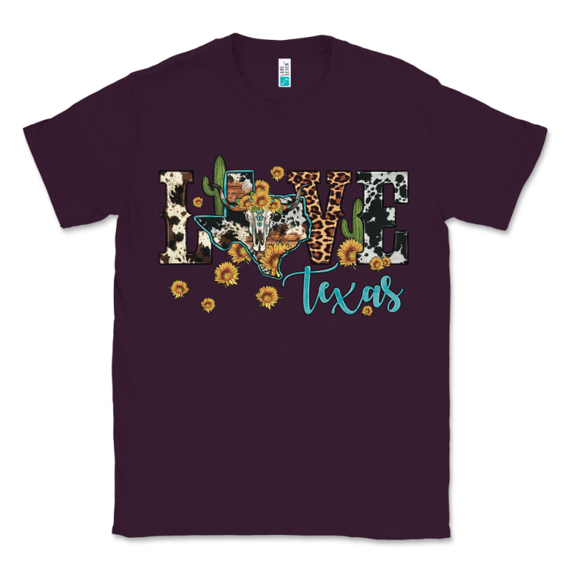 Love Texas Map Sunflower Cactus Cowhide Leopard Classic Tee by Artiststas | Teevron