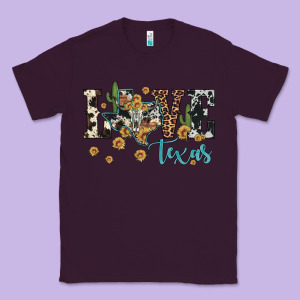Love Texas Map Sunflower Cactus Cowhide Leopard Classic Tee Designed By Artiststas