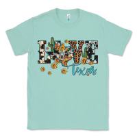 Seafoam love texas map sunflower cactus cowhide leopard Classic Tee - Artiststas