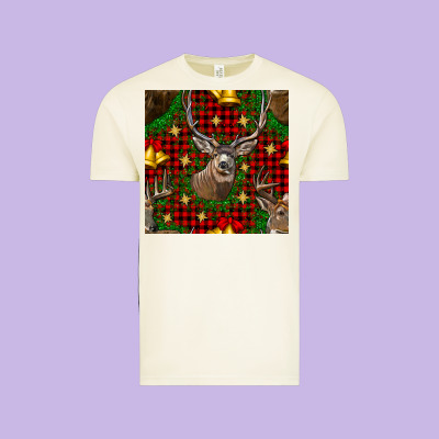 Christmas Deer And Bell Seamless Pattern Vintage Tee Designed By Bundleandbundleshop
