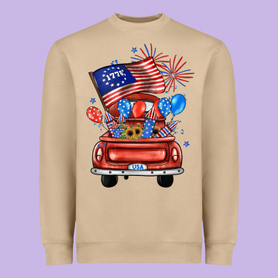 Farm Truck,america Flag Heavyweight Sweatshirt Designed By Jahusdesignshop