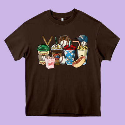 Baseball Coffee Cups Heavy Core Tee Designed By Howdyjamesfarm