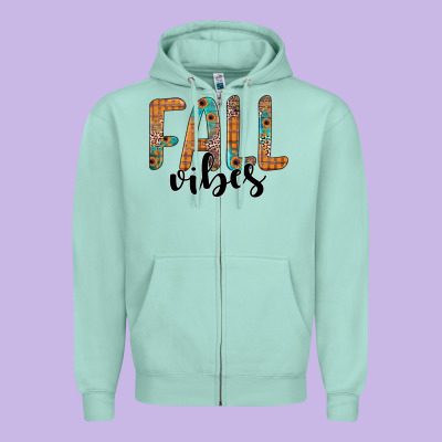 Fall Vibes Zipper Hoodie Designed By Jahusdesignshop
