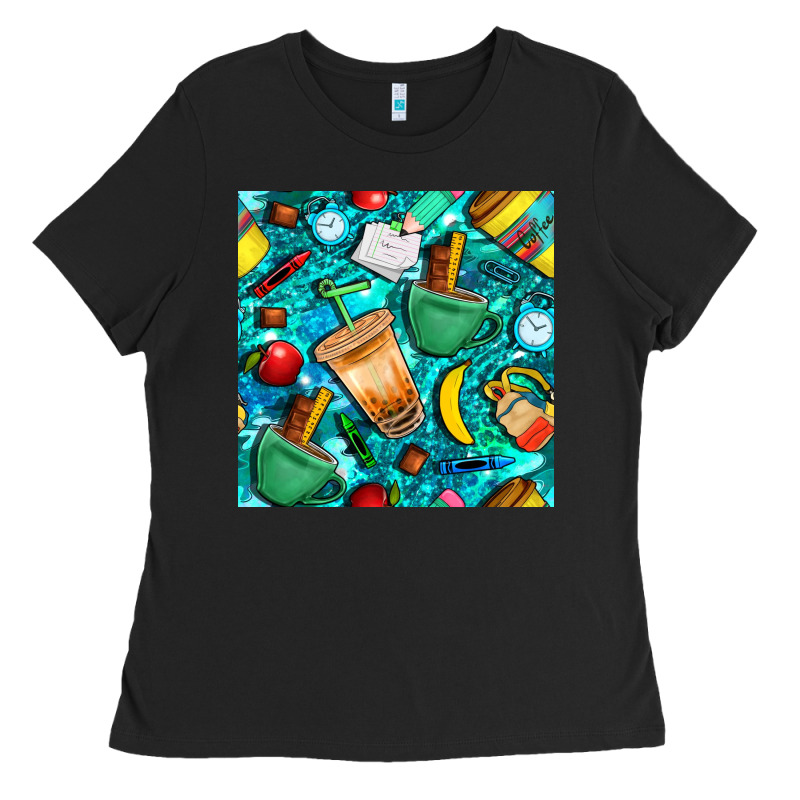School Boy Coffe Cup With Camouflage Seamless Pattern Bbs Ladies Tee by BundleAndBundleShop | Teevron
