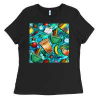 Black school boy coffe cup with camouflage seamless pattern bbs Ladies Tee - BundleAndBundleShop