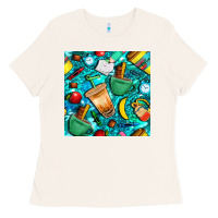 Bone school boy coffe cup with camouflage seamless pattern bbs Ladies Tee - BundleAndBundleShop