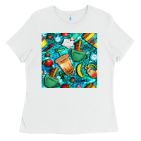 White school boy coffe cup with camouflage seamless pattern bbs Ladies Tee - BundleAndBundleShop