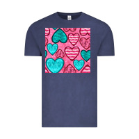 Vintage Denim valentines day hearts seamless pattern Vintage Tee - BundleAndBundleShop