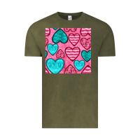 Vintage Olive valentines day hearts seamless pattern Vintage Tee - BundleAndBundleShop