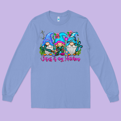 Jesus Is My Anchor Long Sleeve Tee Designed By Cowhidedigitalart
