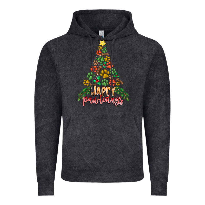 Paw Print Christmas Tree Vintage Hoodie by CowhideDigitalArt | Teevron