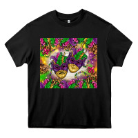 Black Mardi Gras masks tumbler Heavy Core Tee - HowdyJamesFarm