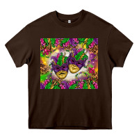 Chocolate Brown Mardi Gras masks tumbler Heavy Core Tee - HowdyJamesFarm