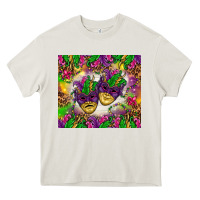 Cream Mardi Gras masks tumbler Heavy Core Tee - HowdyJamesFarm