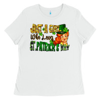 White Just a girl who loves St. Patrick's Day Ladies Tee - FaDigitalArtStudio